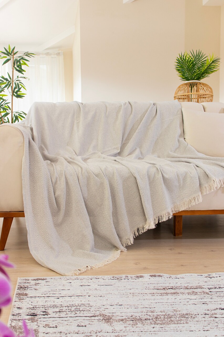 Cuvertura de pat, L'essentiel Maison, Woven Cozy, Gri - imagine 3